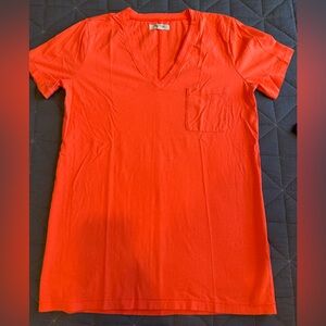New Madewell V Neck Raw Hem pocket t shirt size M